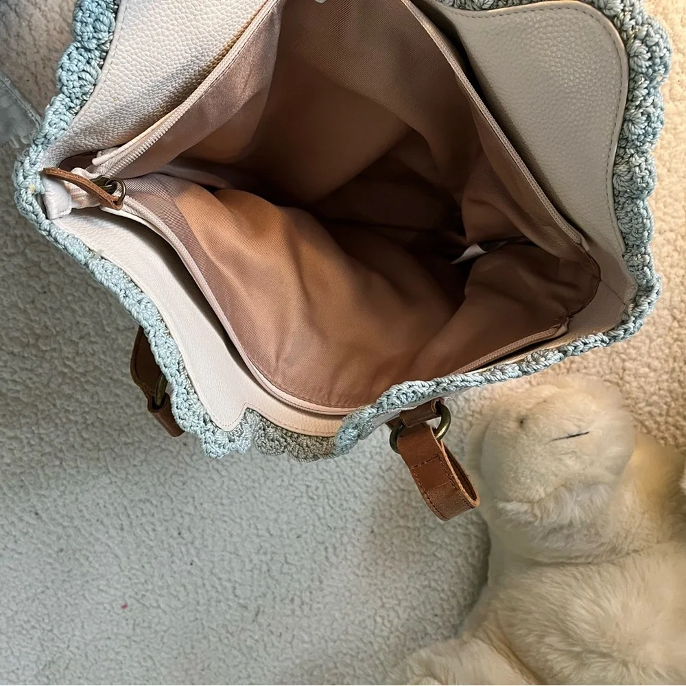 The Sak Vintage Cream and Tan Tote with Brown Handles and Tassels - Picture 15 of 16